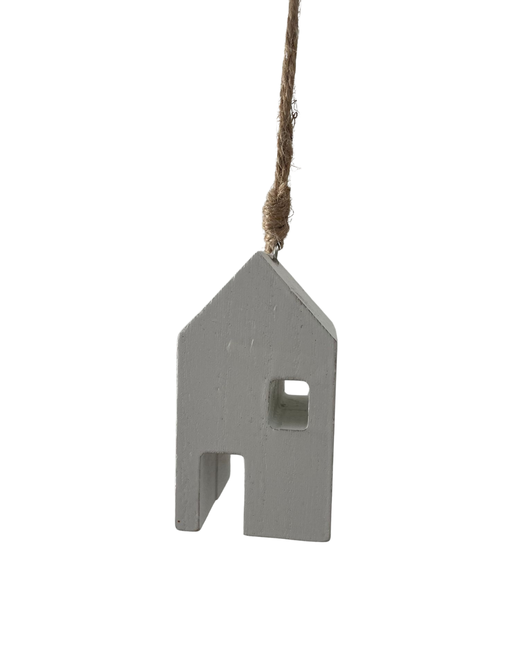 kerstboom ornament huisje hout wit