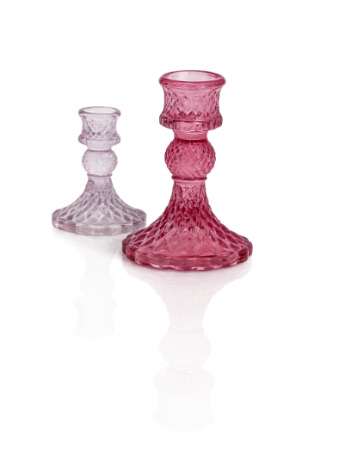 Kandelaar glas roze