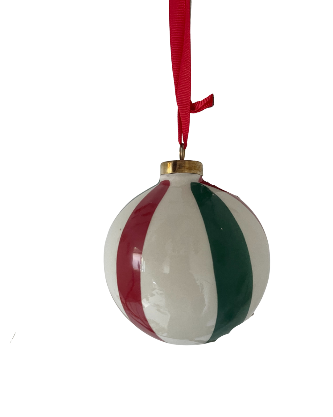 Porseleinen kerstboom ornament gestreept