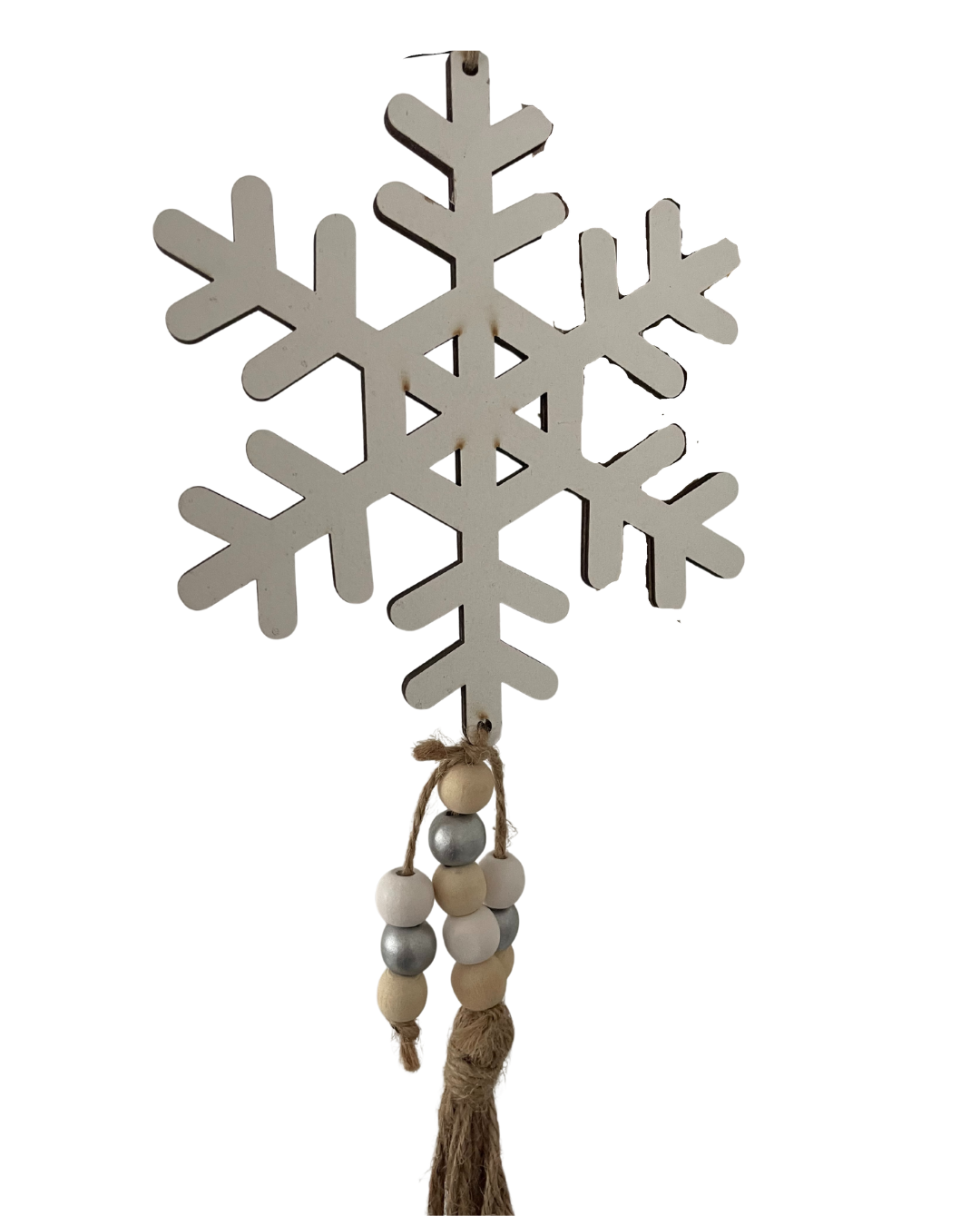 kerstboom ornament hout wit sneeuwvlok