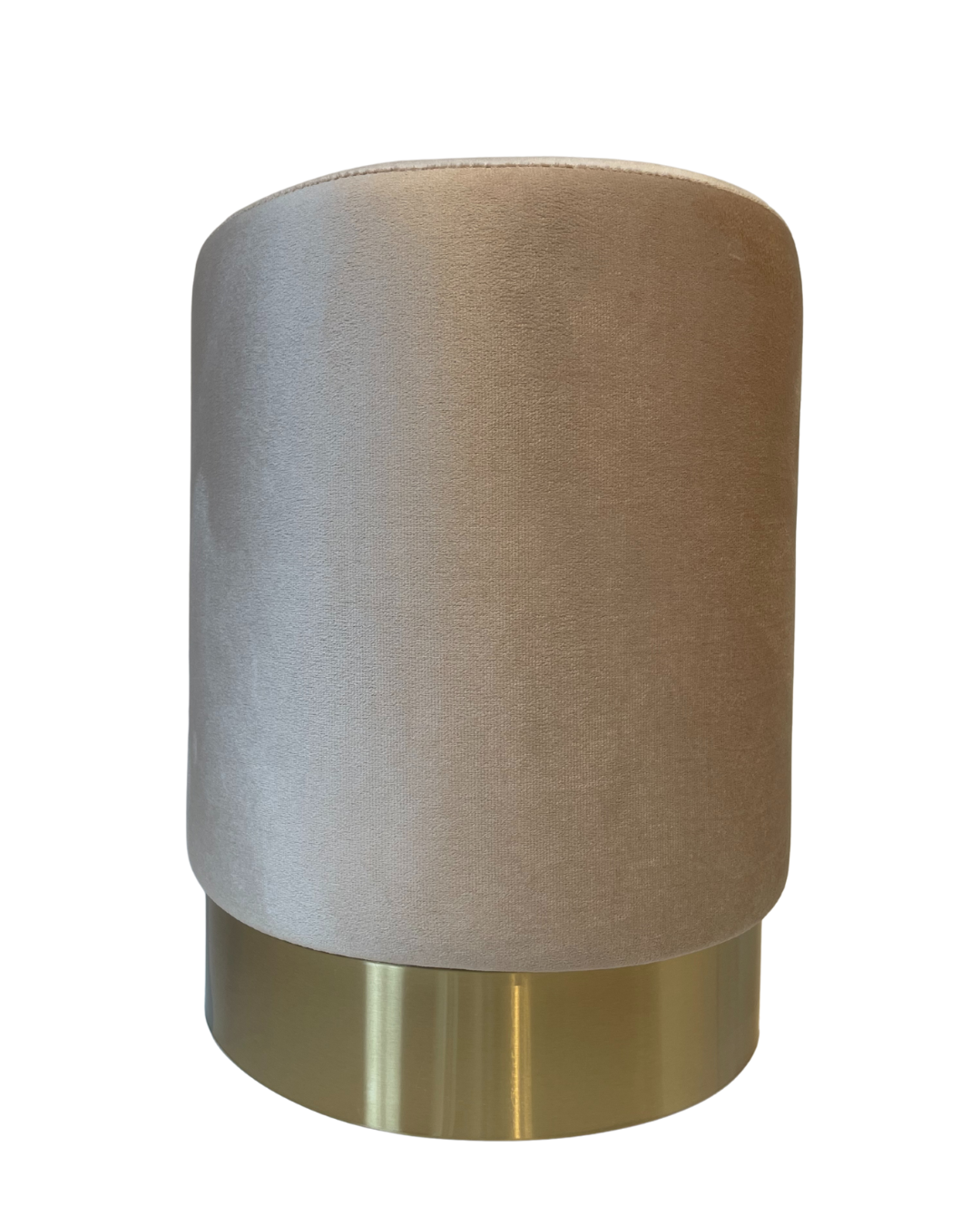 Velvet poefje crème met gouden afwerking