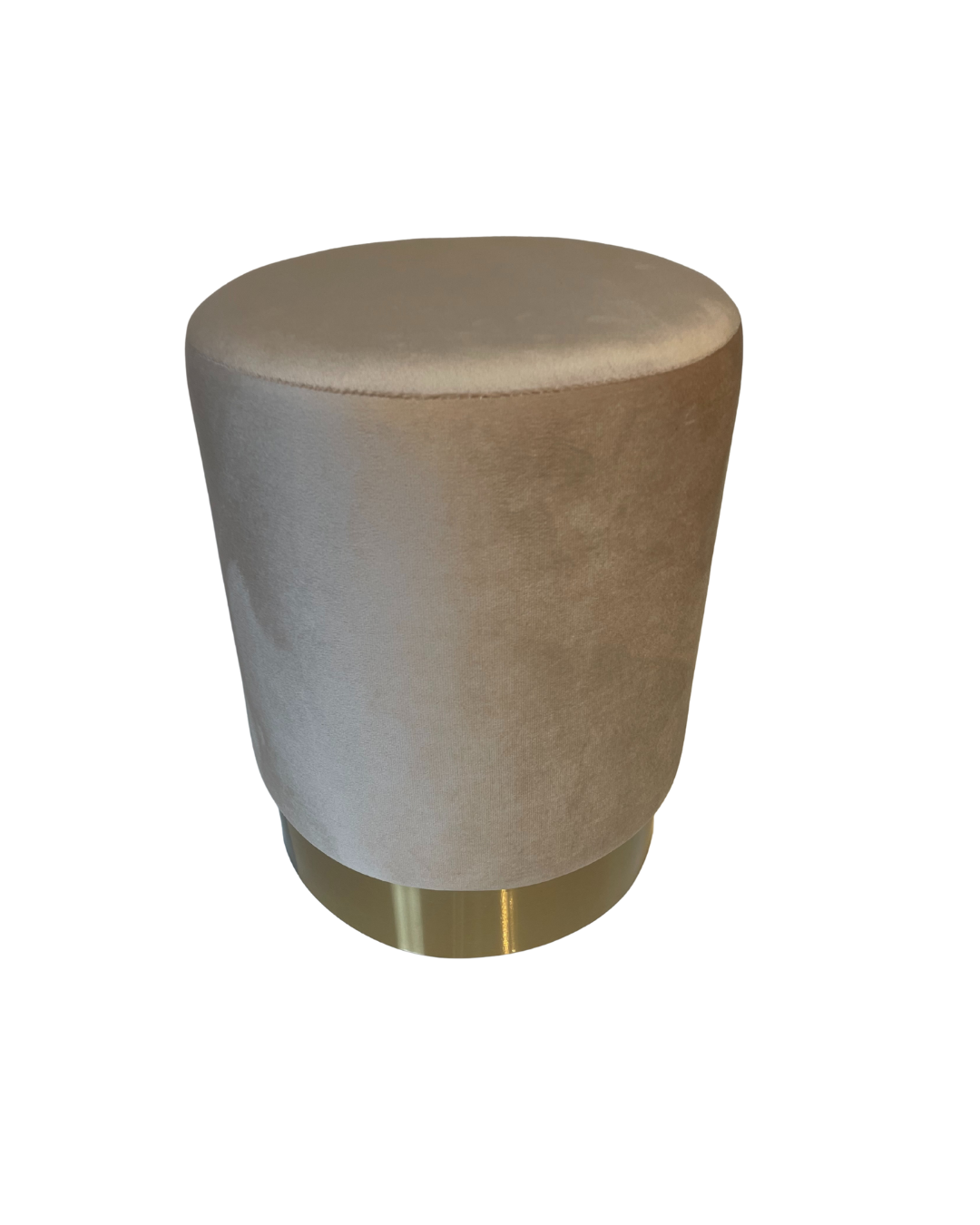Velvet poefje crème met gouden afwerking