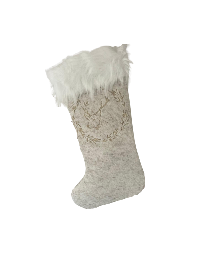Kerst stocking sok beige rood