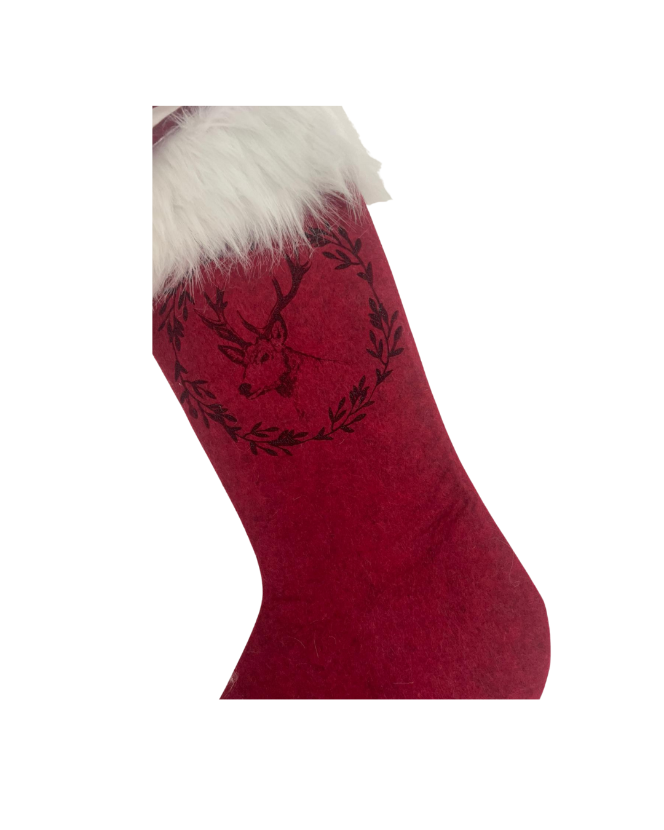 Kerst stocking sok beige rood