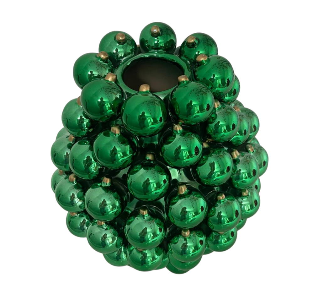 Grote decoratie vaas kerstballen groen