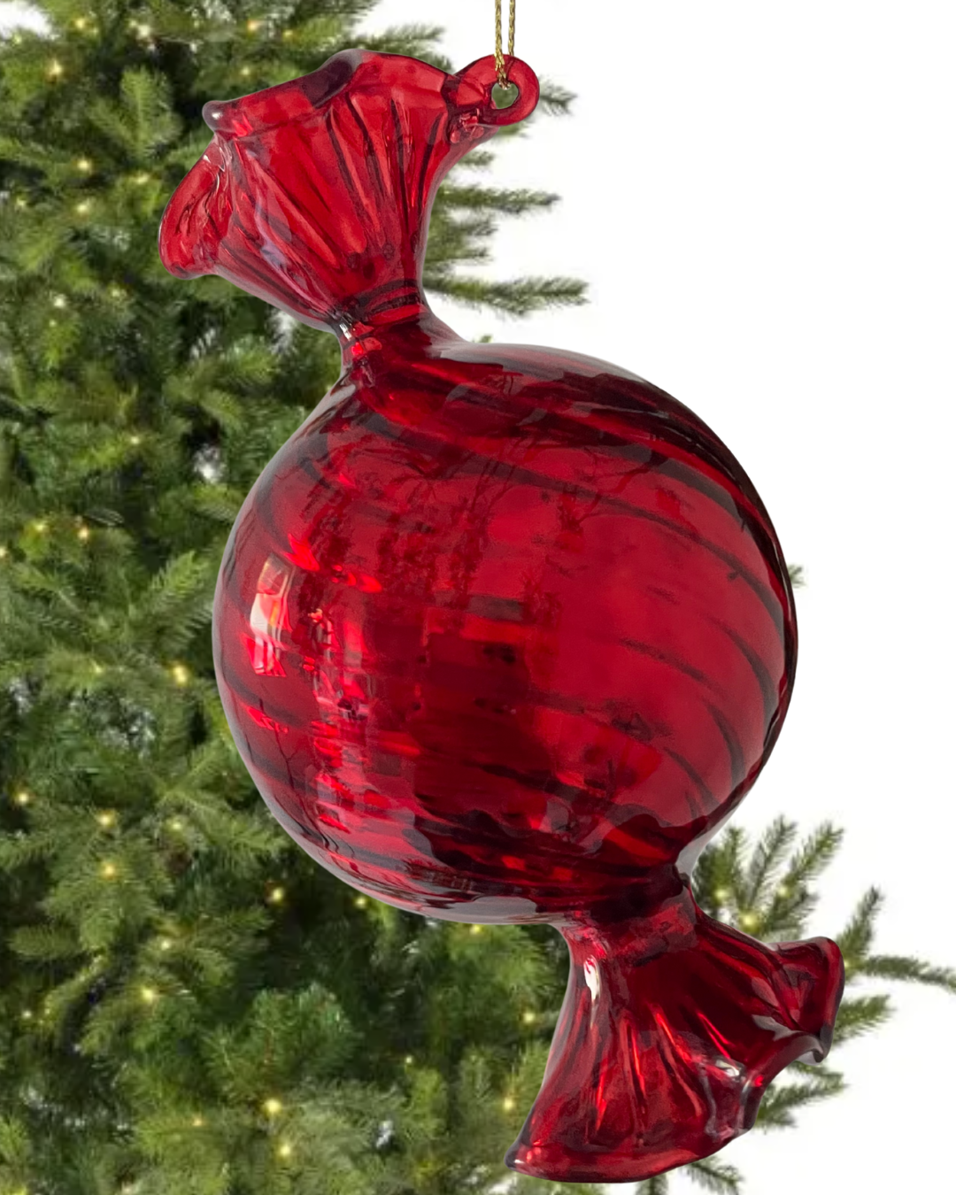 Hanger candy kerstboom ornament rood glas