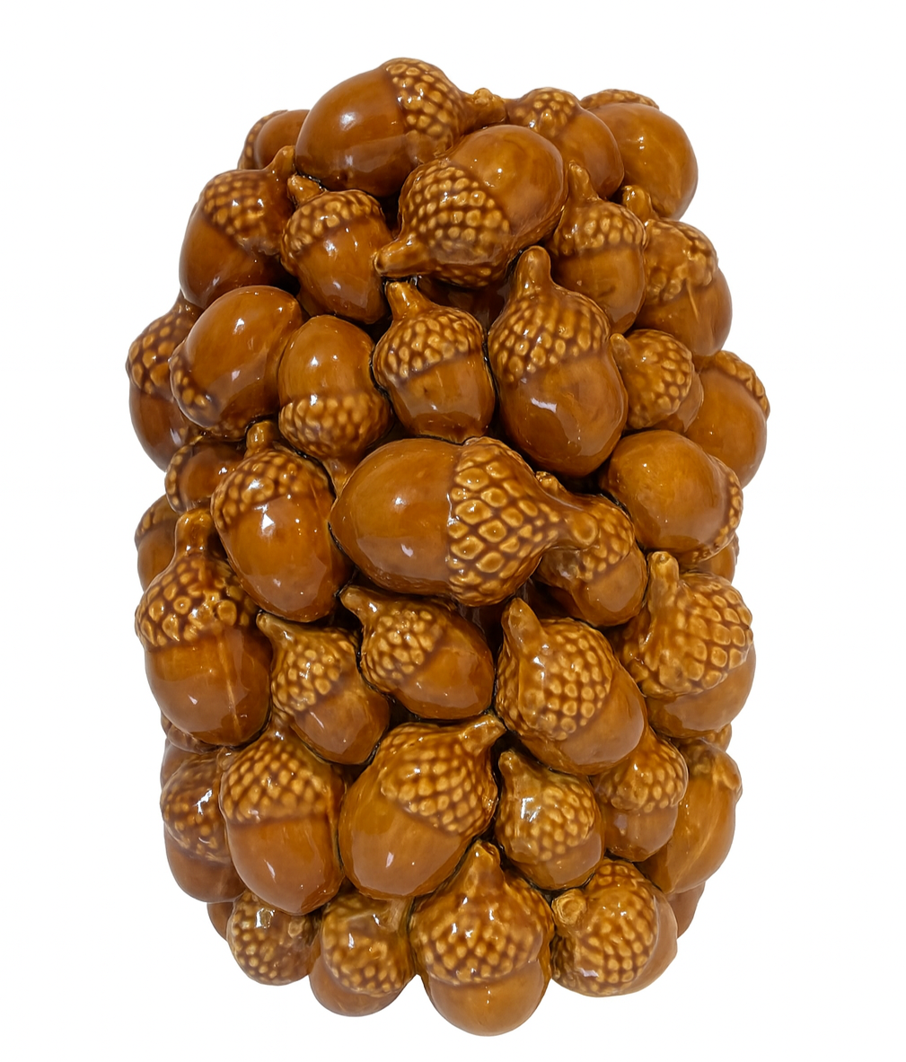 vazen van keramiek bruin eikeltjes