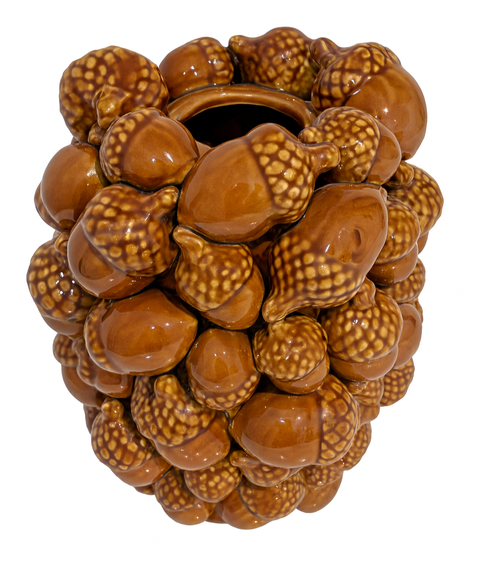 vazen van keramiek bruin eikeltjes