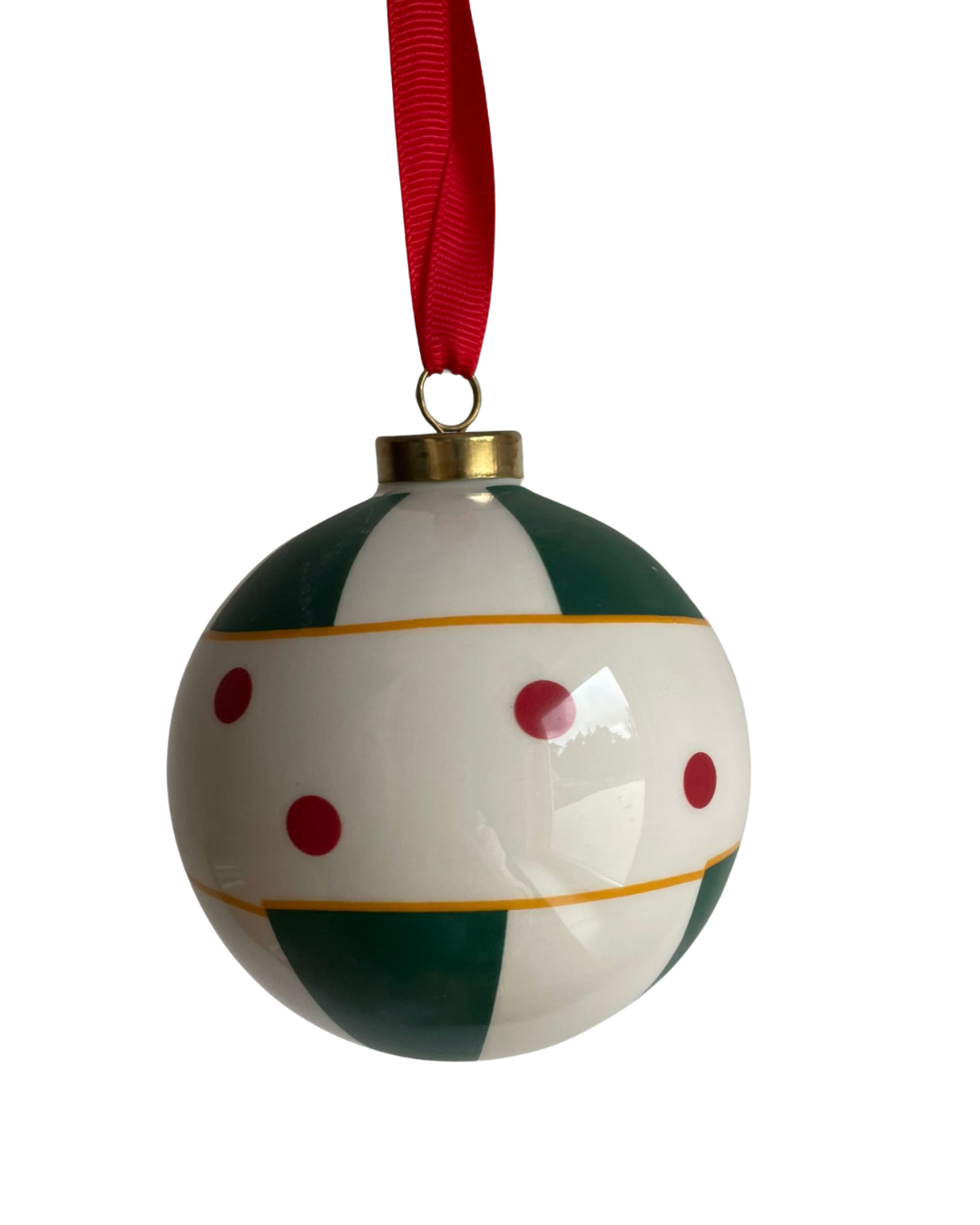 kerstboom ornament porselein wit groen rood