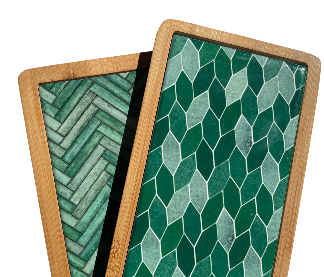 Borrelplank groen met motief