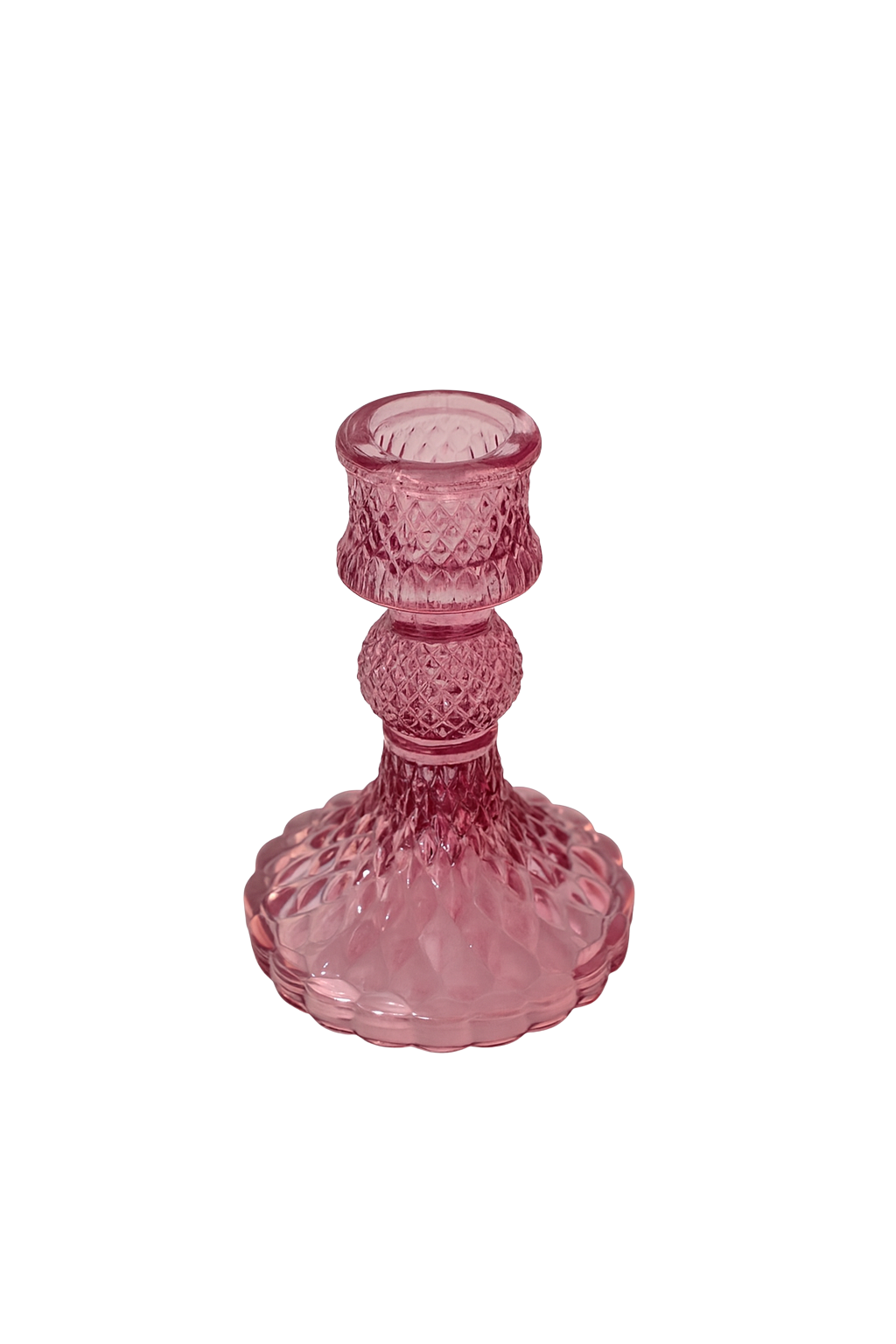Kandelaar glas roze