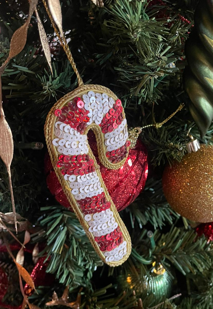 Kerstboom ornament candy cane rood wit