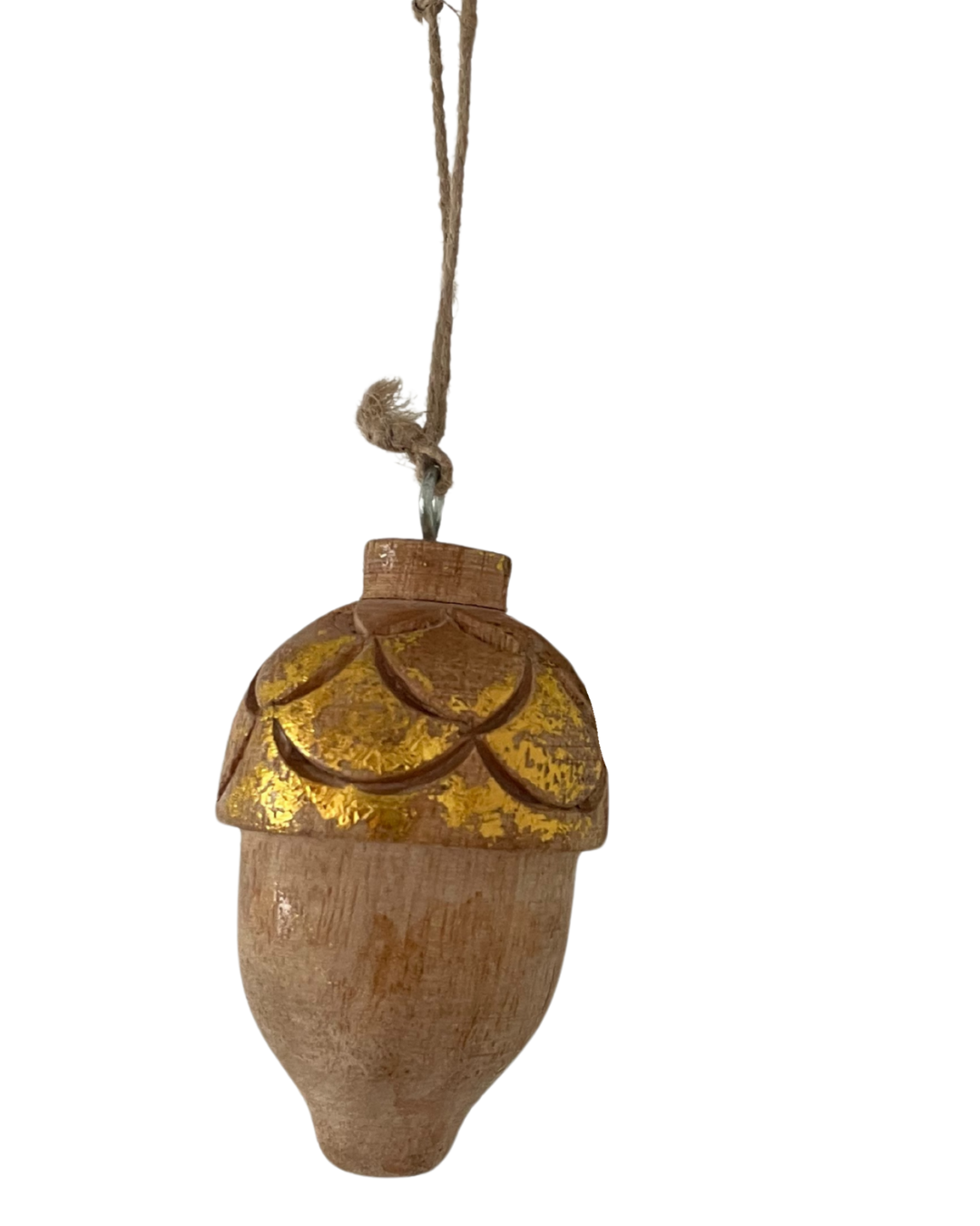 Kerstboom ornament hout eikel goud