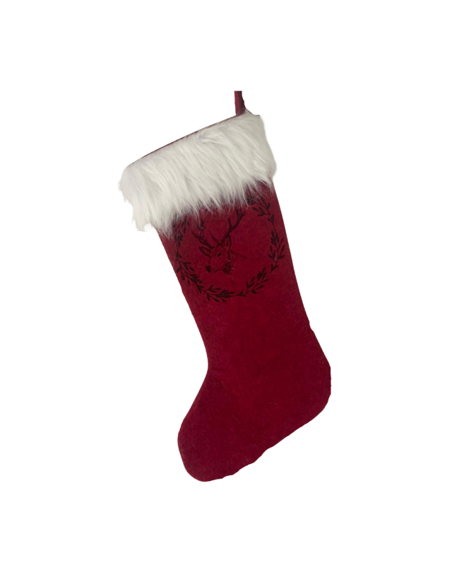 Kerst stocking sok beige rood