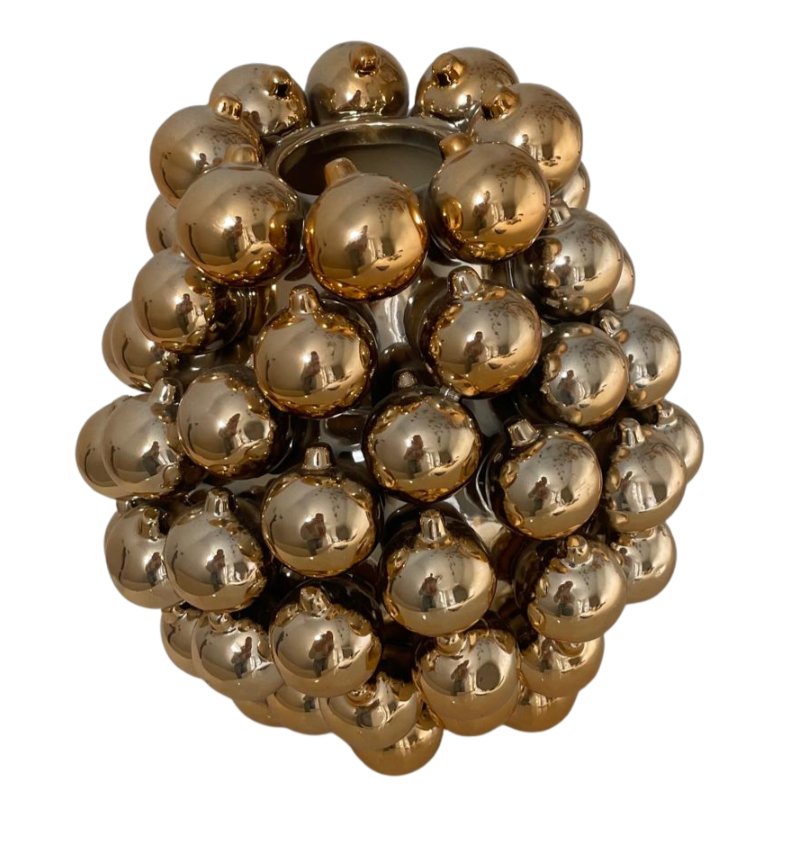 Grote decoratie vaas kerstballen goud