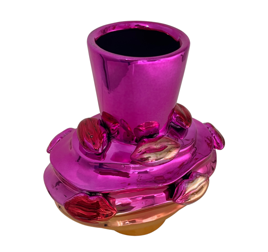 Roze 3D vaas met lippen